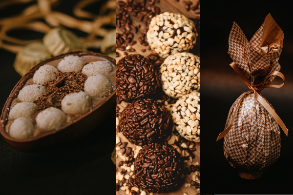 Surpreenda na Páscoa com nossos ovos recheados de brigadeiro, uma explosão de sabor em cada pedaço!